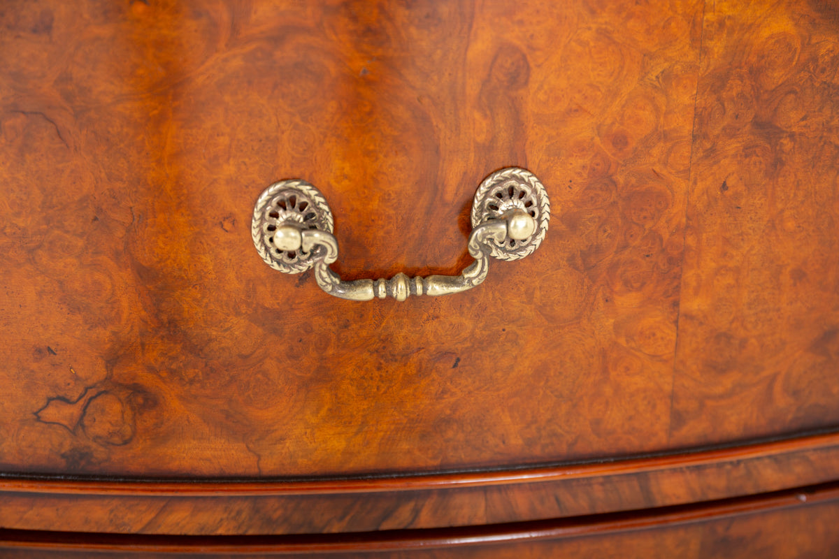 Regency Revival Burr Walnut Bow-Fronted Wardrobe