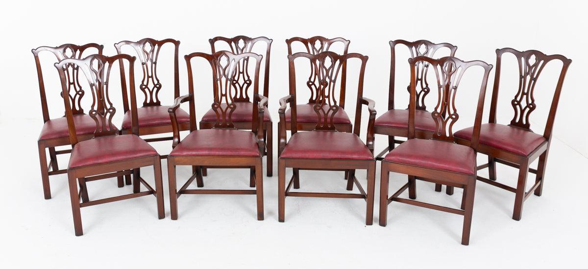 Wonderful Set of 10 Mahogany Chippendale Style Dining Chairs