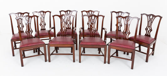 Wonderful Set of 10 Mahogany Chippendale Style Dining Chairs