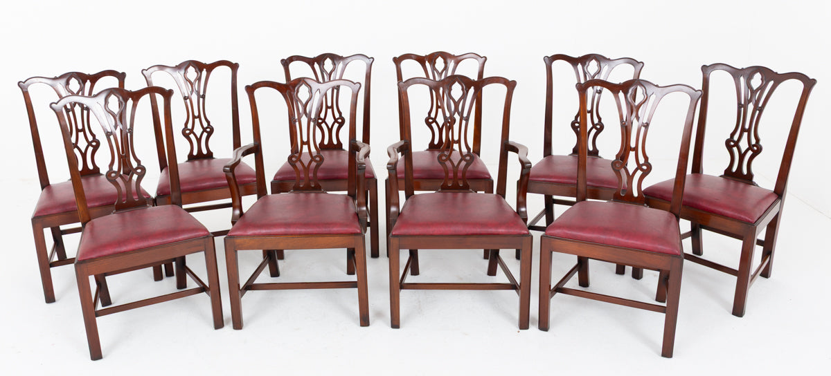Wonderful Set of 10 Mahogany Chippendale Style Dining Chairs