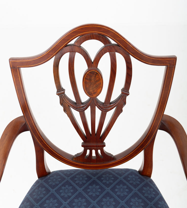 Good Set of 12 (10 + 2) Hepplewhite Style Mahogany Dining Chairs