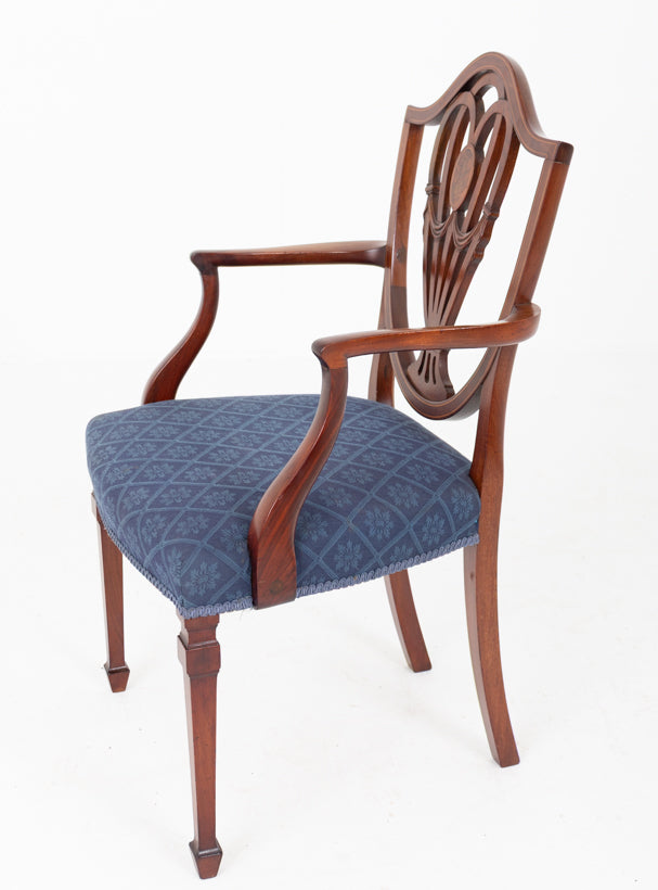 Good Set of 12 (10 + 2) Hepplewhite Style Mahogany Dining Chairs