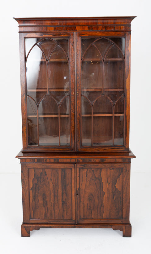 William IV Rosewood Glazed Bookcase