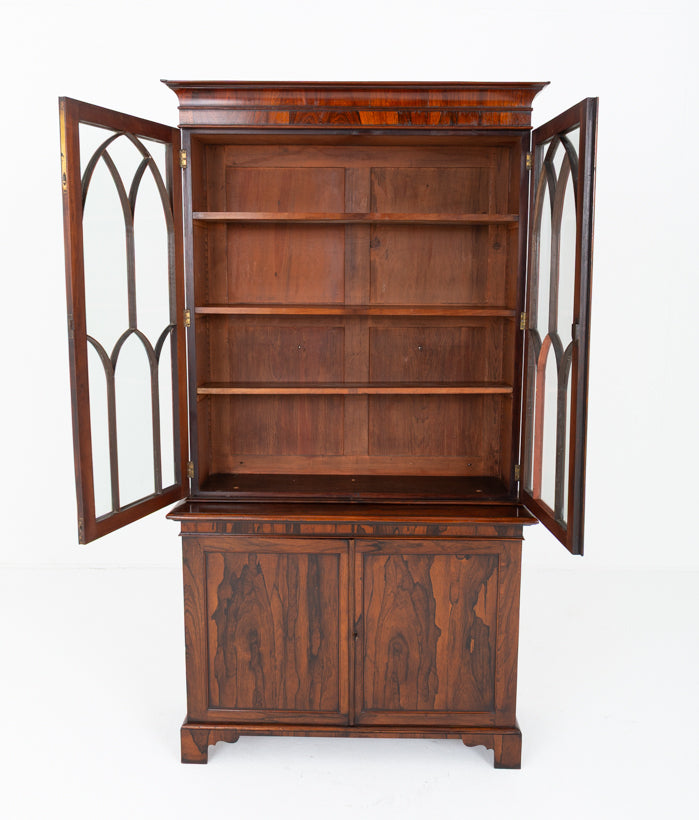 William IV Rosewood Glazed Bookcase