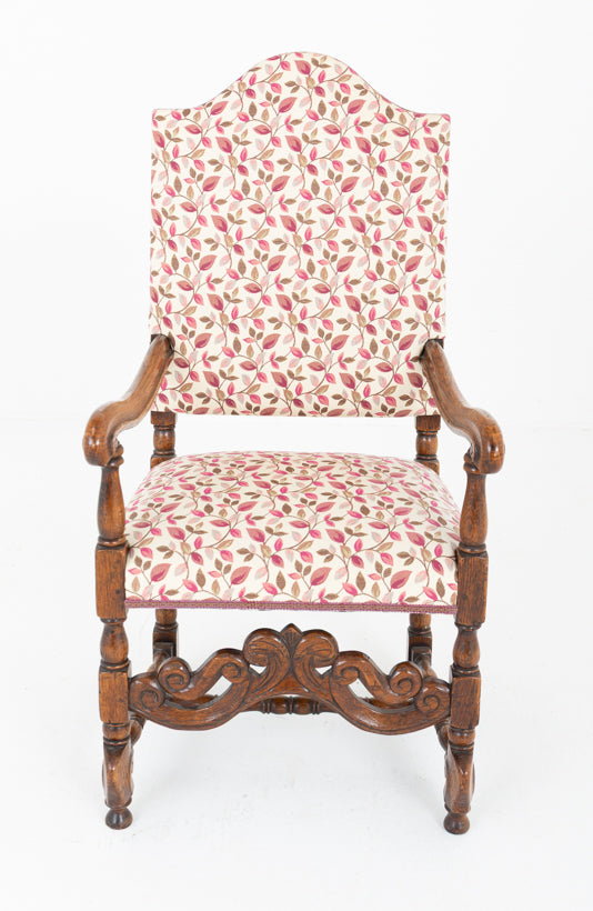 Set of 8 Oak Jacobean Style Dining Chairs