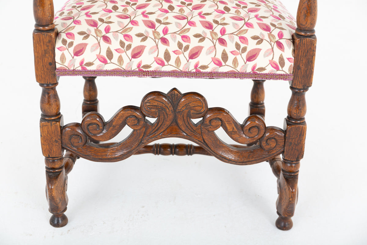 Set of 8 Oak Jacobean Style Dining Chairs