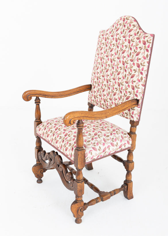 Set of 8 Oak Jacobean Style Dining Chairs