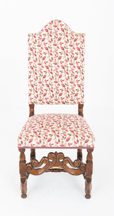 Set of 8 Oak Jacobean Style Dining Chairs