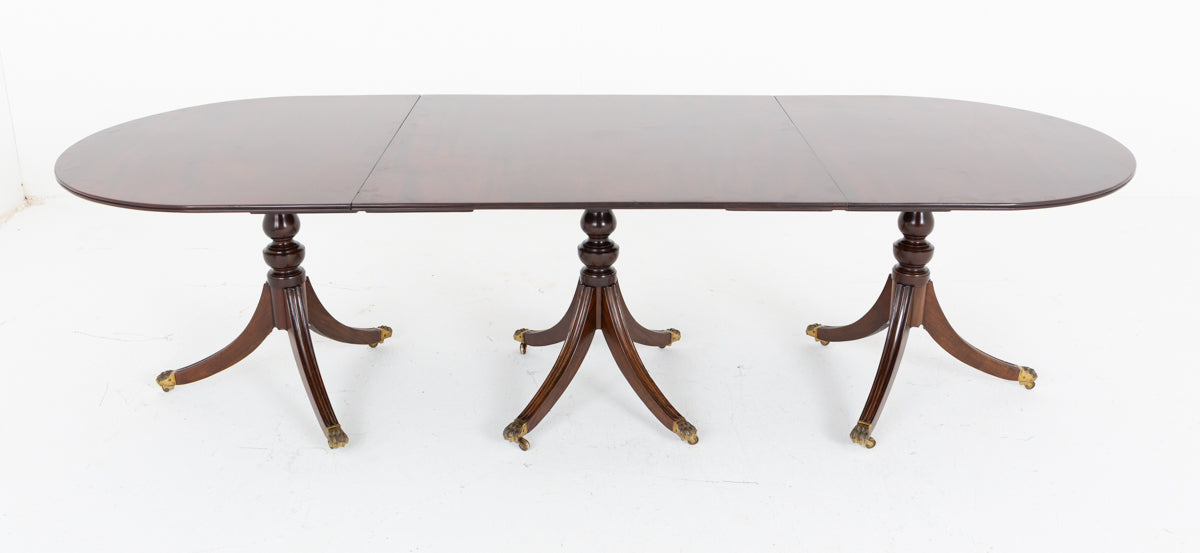 Regency Revival Mahogany 3  Pedestal Dining Table