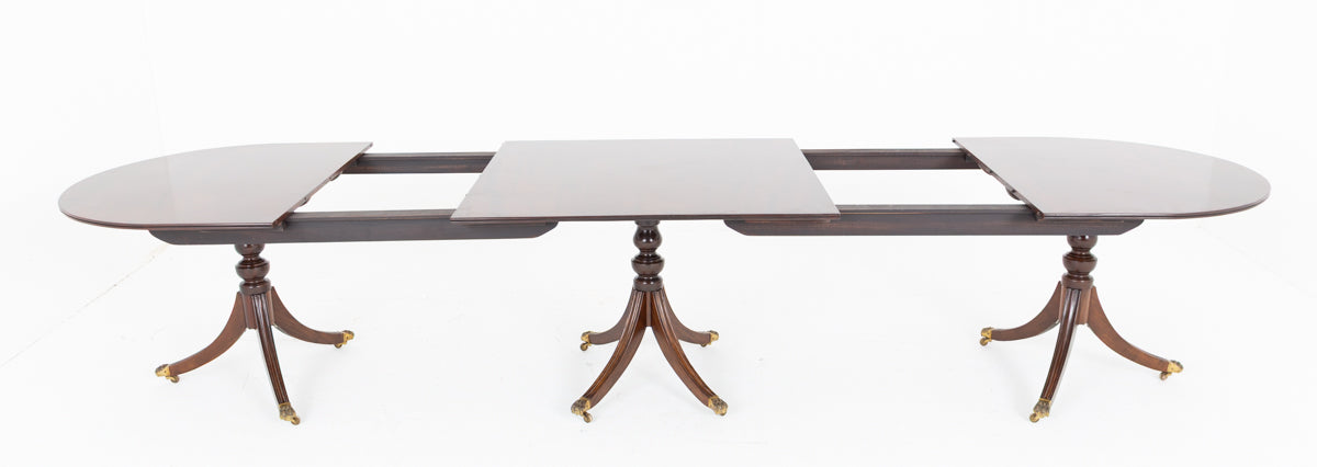 Regency Revival Mahogany 3  Pedestal Dining Table