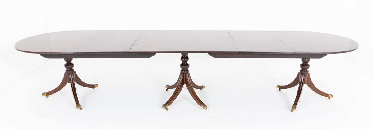 Regency Revival Mahogany 3  Pedestal Dining Table