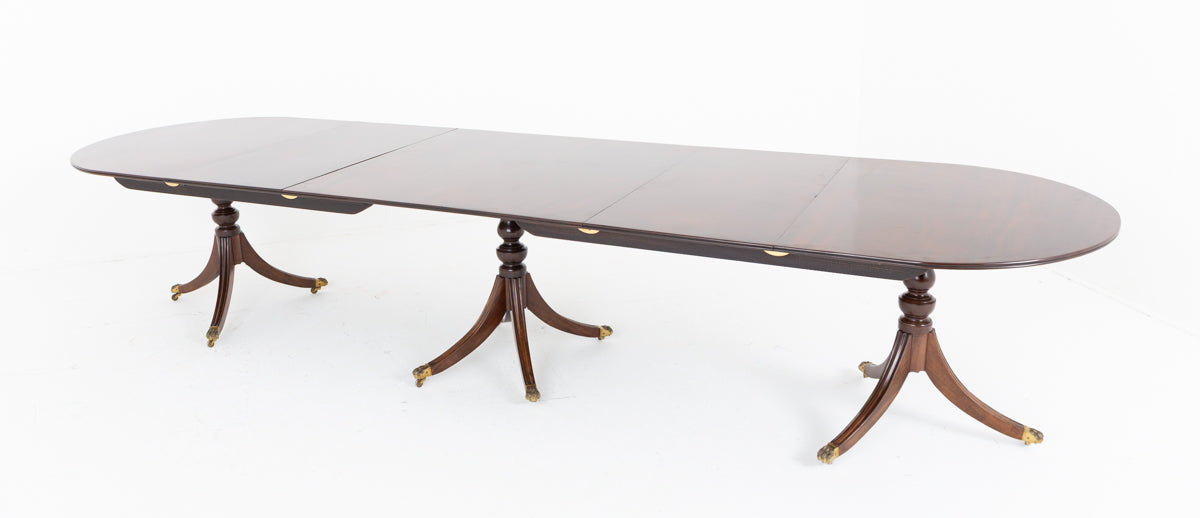 Regency Revival Mahogany 3  Pedestal Dining Table