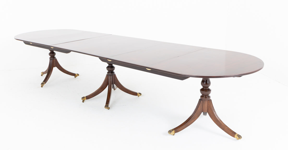 Regency Revival Mahogany 3  Pedestal Dining Table