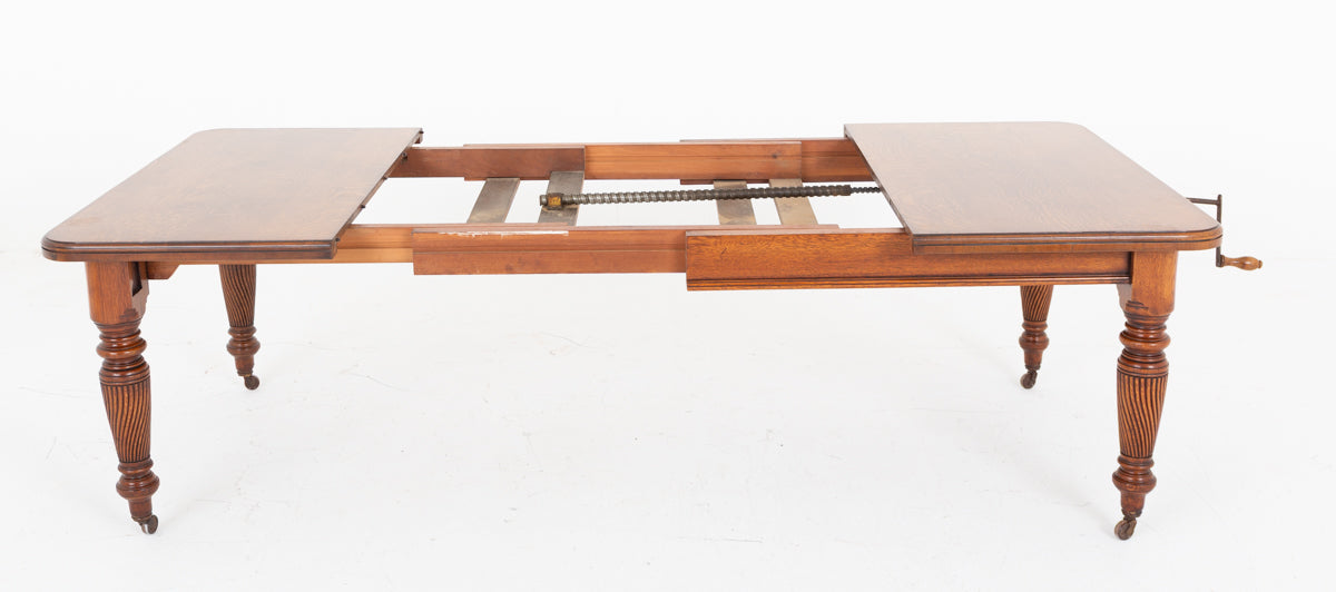 Victorian Blonde Oak Extending Dining Table