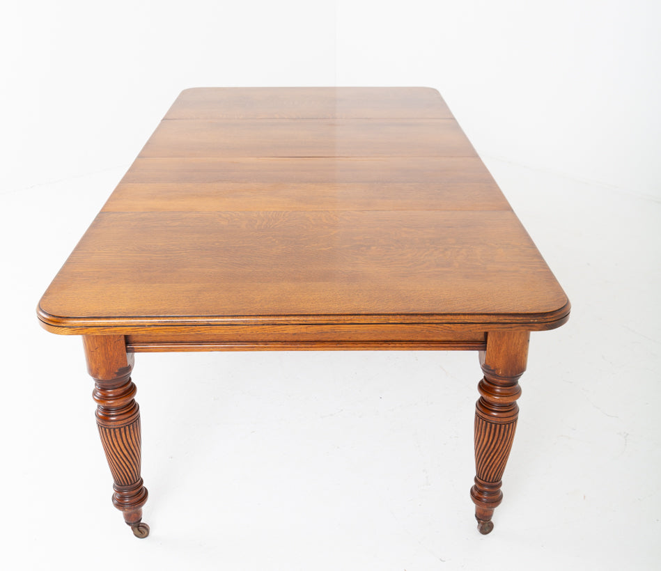 Victorian Blonde Oak Extending Dining Table