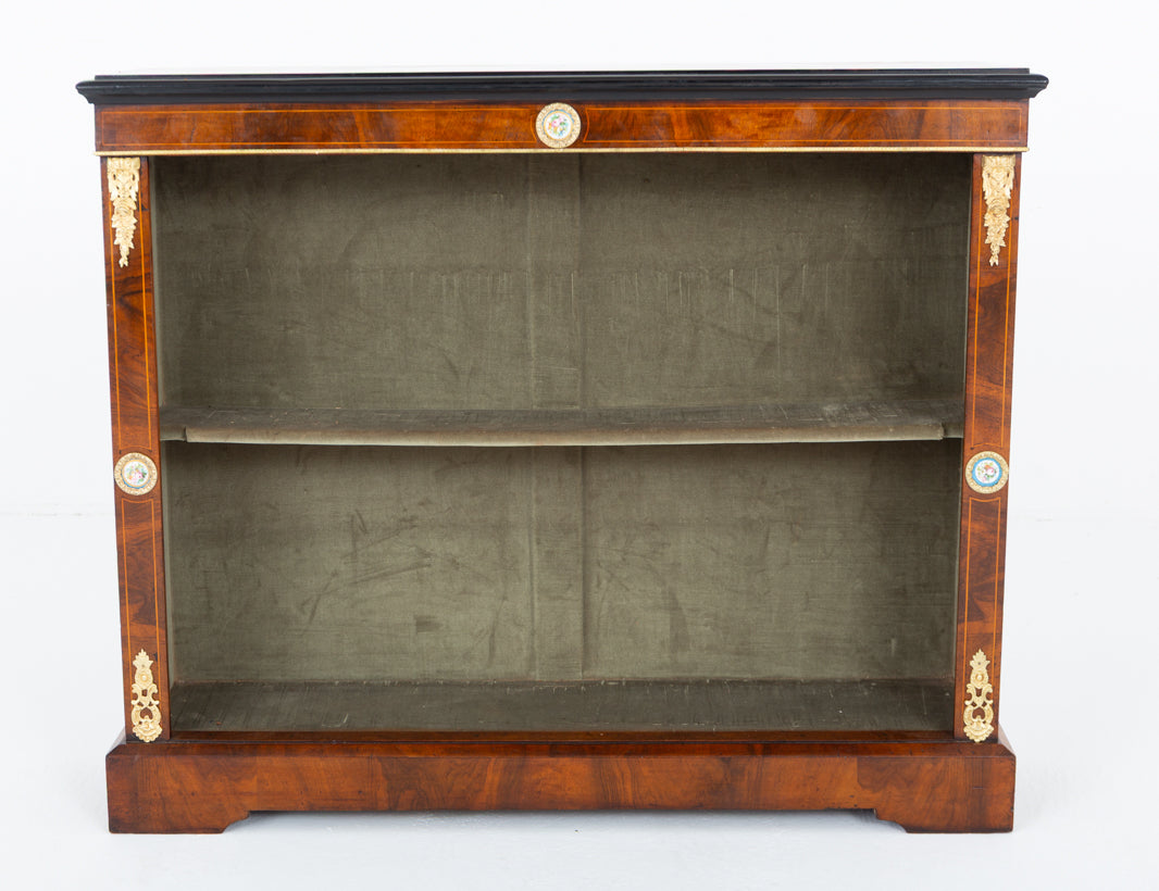 Victorian Burr Walnut Open Bookcase