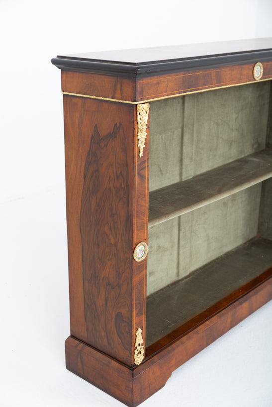 Victorian Burr Walnut Open Bookcase