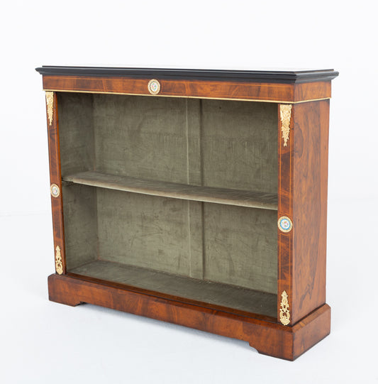 Victorian Burr Walnut Open Bookcase