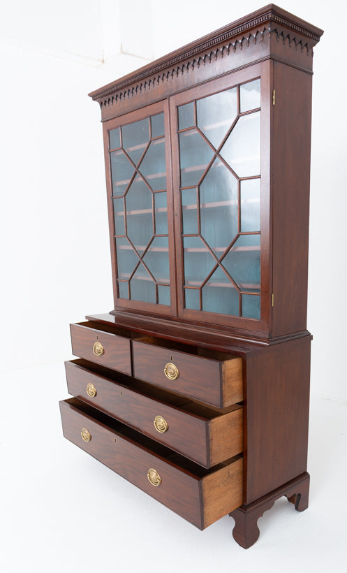 Georgian Mahogany Glazed Bookcase on Chest
