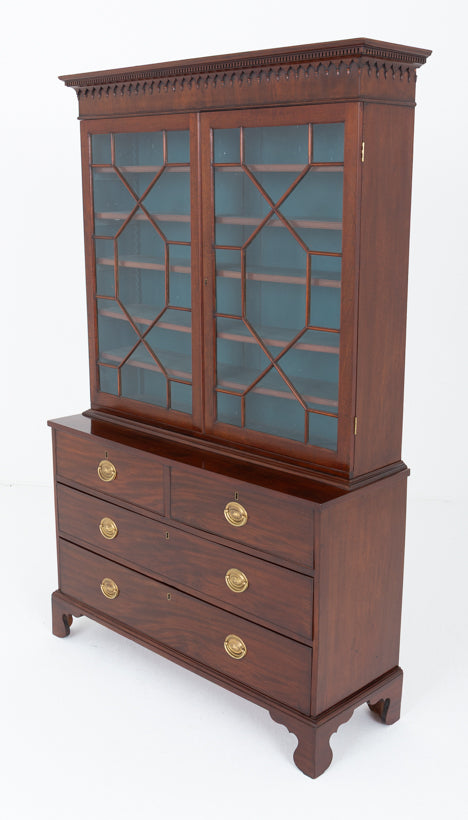 Georgian Mahogany Glazed Bookcase on Chest