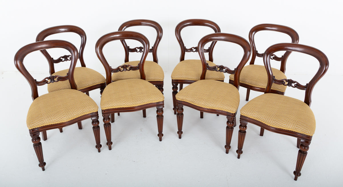 Set of 8 Victorian Style Mahogany Balloon Back Dining Chairs