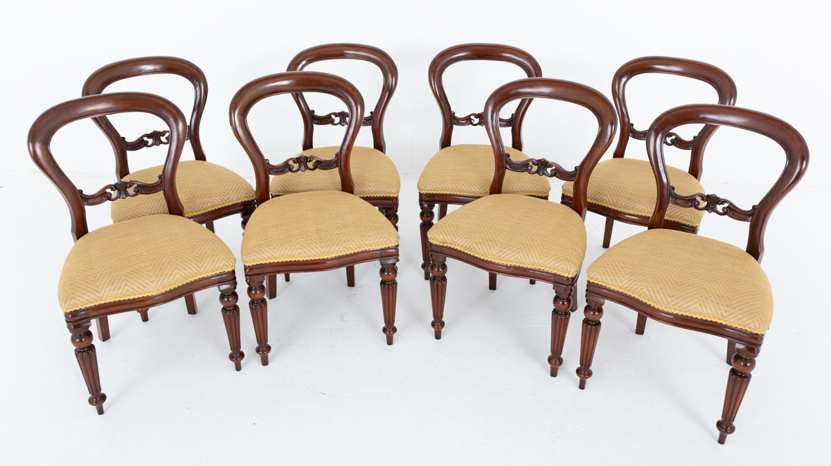 Set of 8 Victorian Style Mahogany Balloon Back Dining Chairs