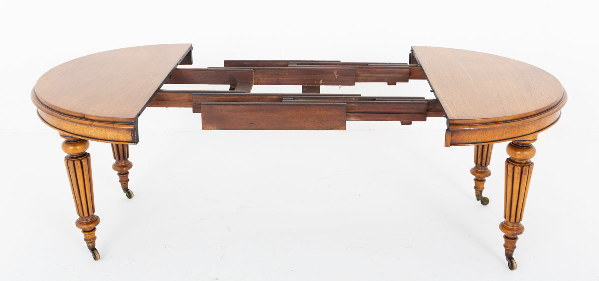 Victorian Blonde Oak Circular Extending Dining Table