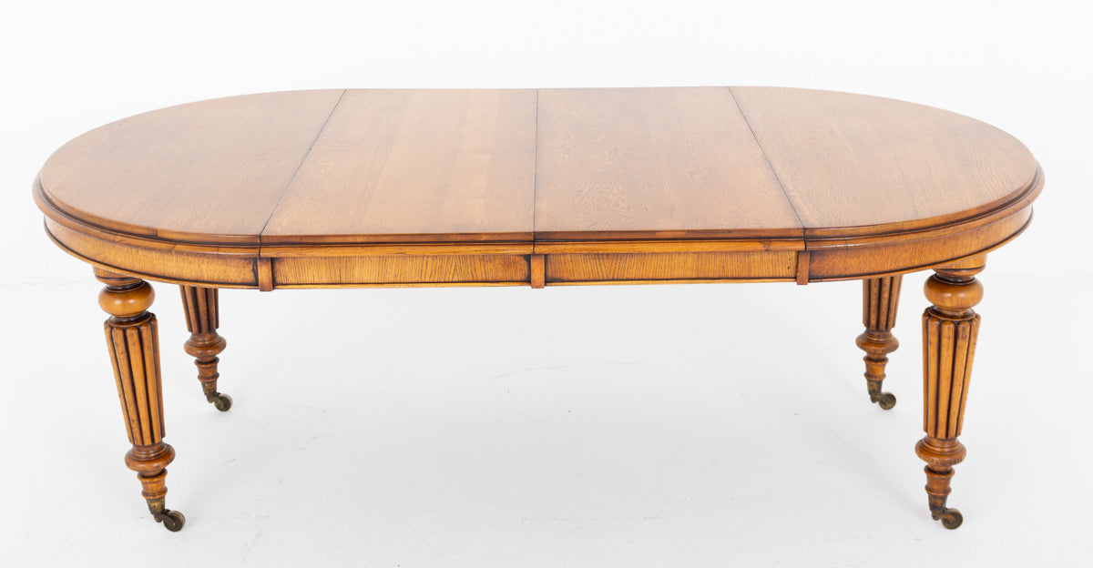 Victorian Blonde Oak Circular Extending Dining Table