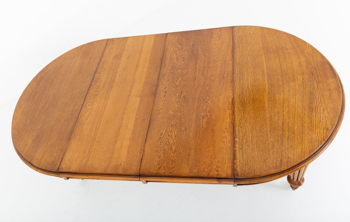 Victorian Blonde Oak Circular Extending Dining Table