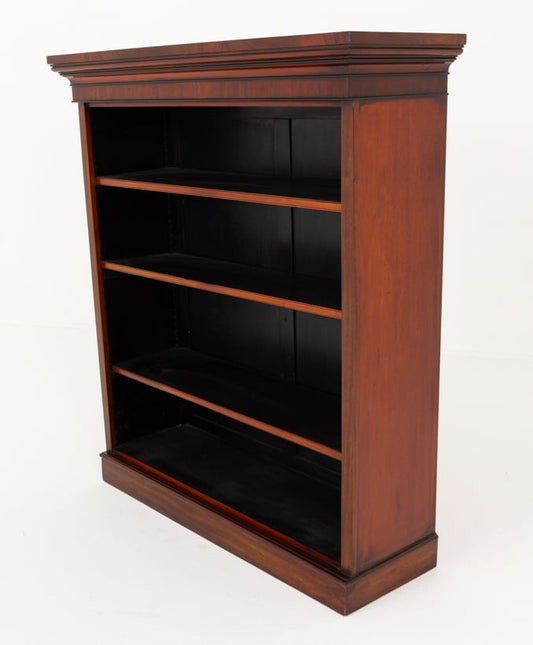 Victorian Mahogany Open Bookcase Shaped Cornice