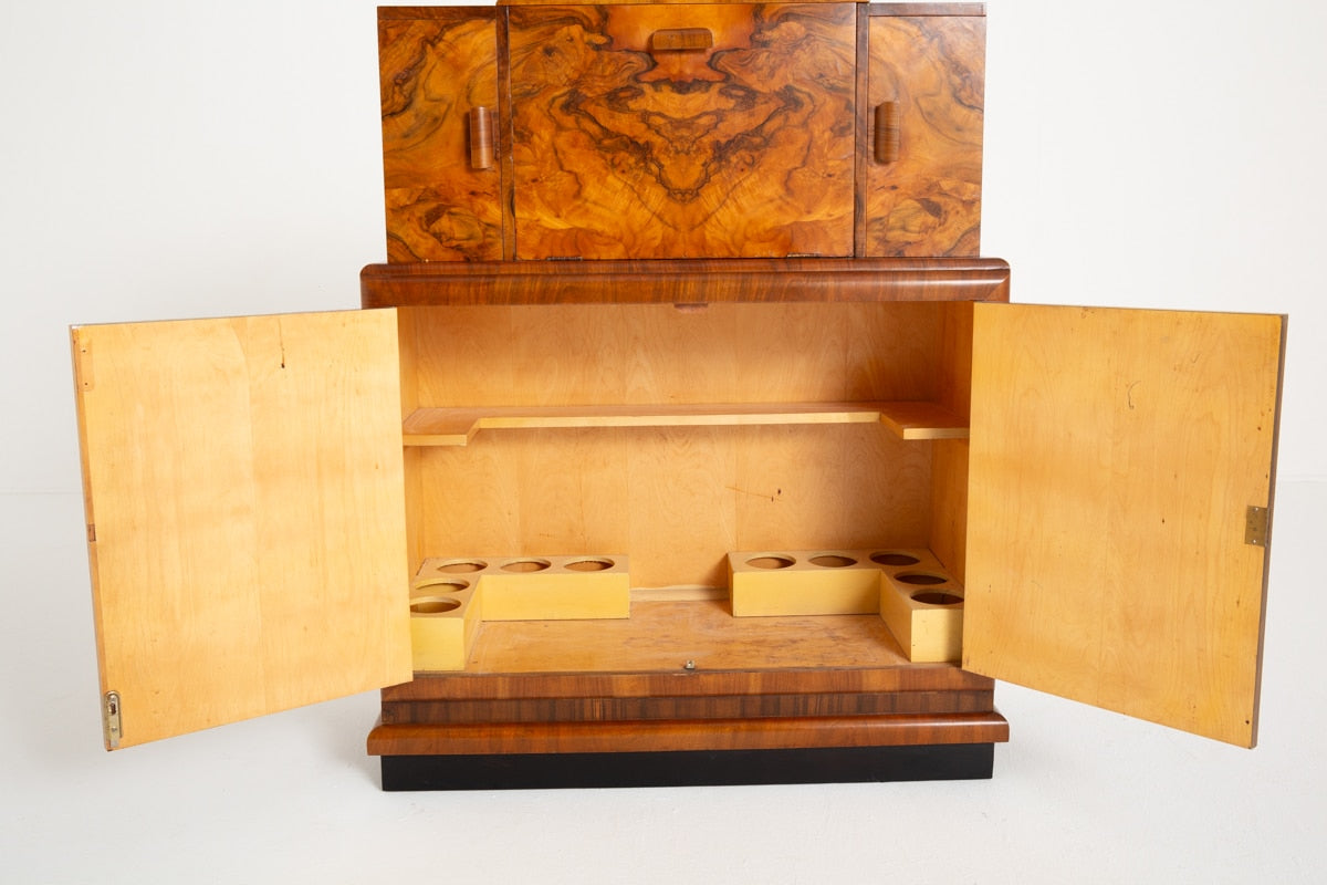 Stunning Art Deco Walnut Cocktail Cabinet