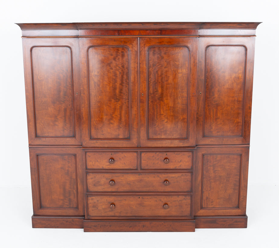 Victorian Mahogany Gentleman's Breakfront Wardrobe