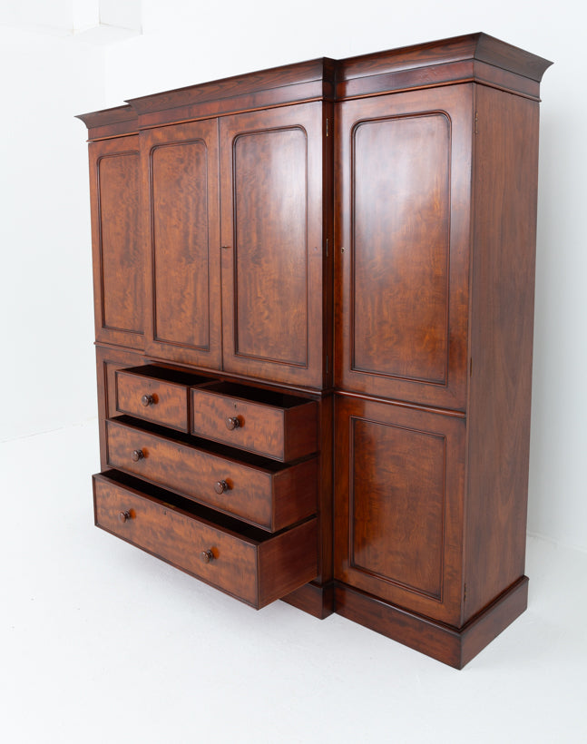 Victorian Mahogany Gentleman's Breakfront Wardrobe