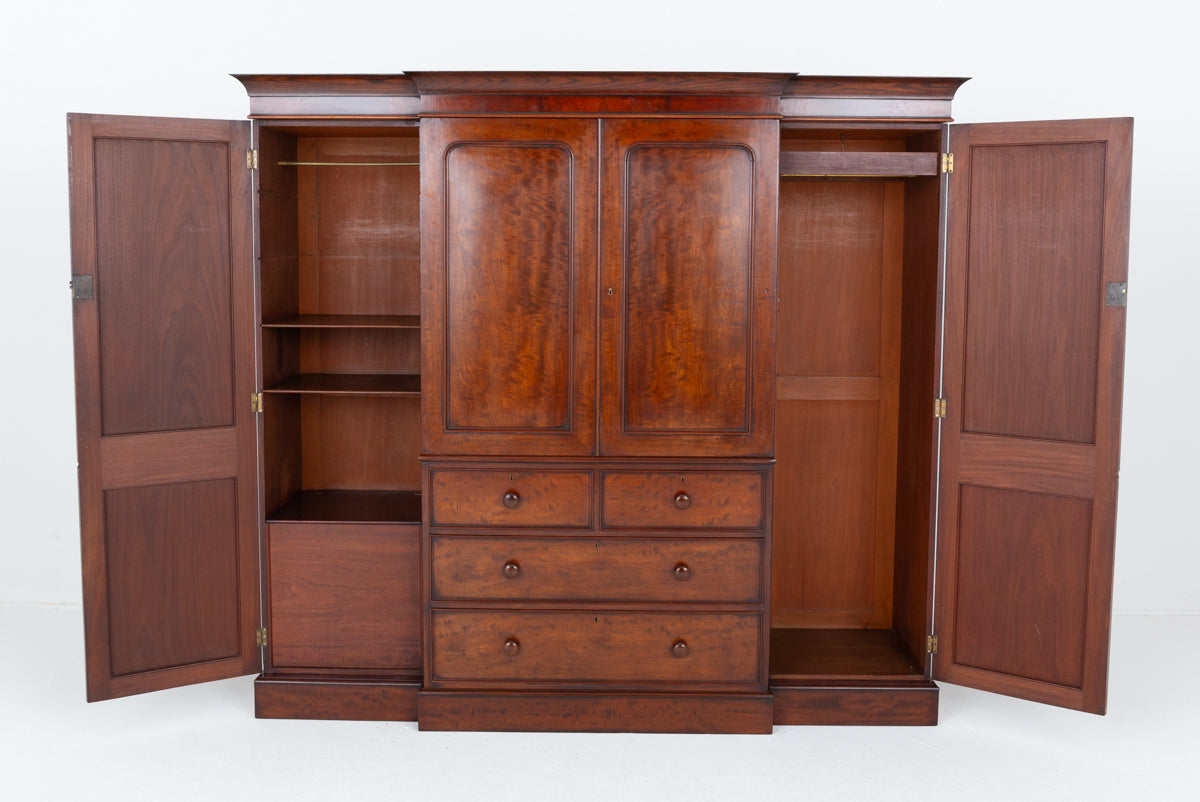 Victorian Mahogany Gentleman's Breakfront Wardrobe