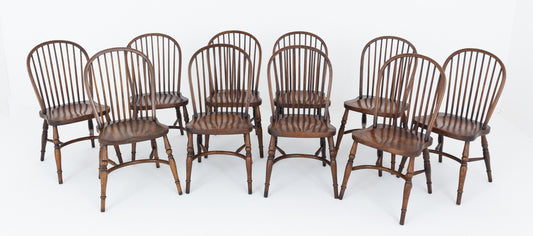 Set of 10 Georgian Revival Oak Windsor Chairs
